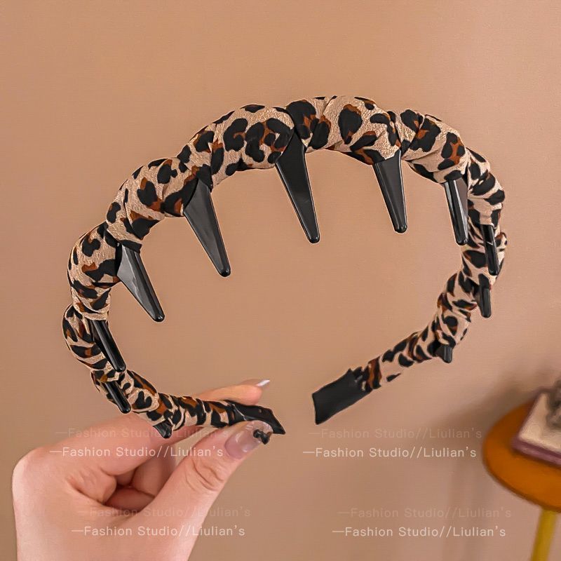 Vintage Leopardenmuster Damen 2025 Neues hohes Totenkopf-Haarband für den Alltag, zum Bügeln, Gesichtwaschen, als Haarspange_voghion.com