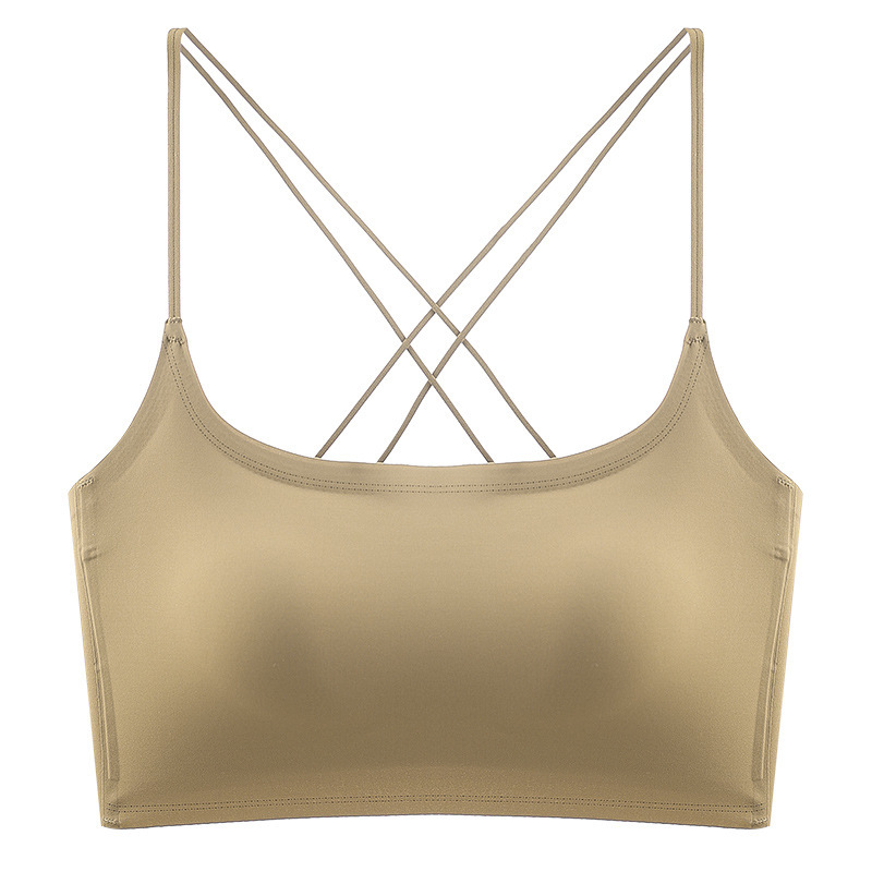 6037 línea cuello cuadrado taza fija top de tubo hermosa espalda cruzada ropa interior sin costuras textura de seda de hielo sujetador fino transpirable