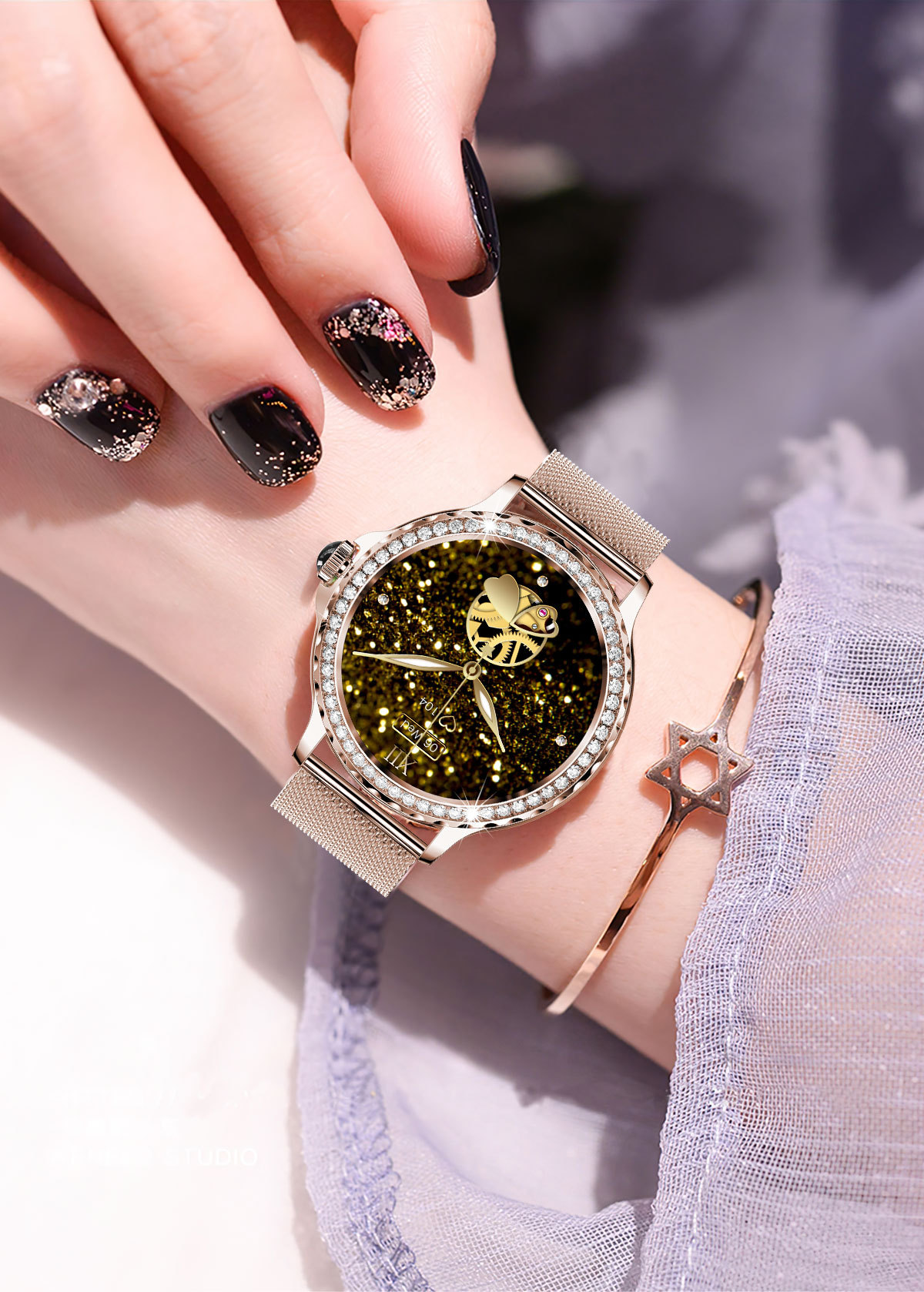 Dam smartklocka med bluetooth-samtal och diamanter_voghion.com