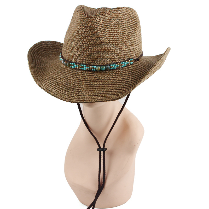 Comercio exterior transfronterizo de calidad para hombres y mujeres Sombrero de jazz Sombrero de vaquero occidental europeo y americano Sombrero de paja de ocio al aire libre Sombrero de caballero retro