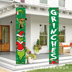 2025年クロスボーダー新作クリスマスカプレットメリークリスマス吊り布お祭り雰囲気装飾グリンチ吊り旗