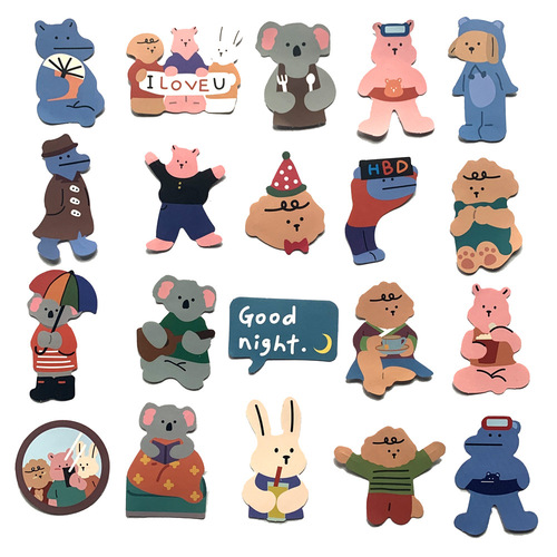 Two Korean ins style cute bear cartoon car stickers for car mobile phone tablet matte film DIY stickers