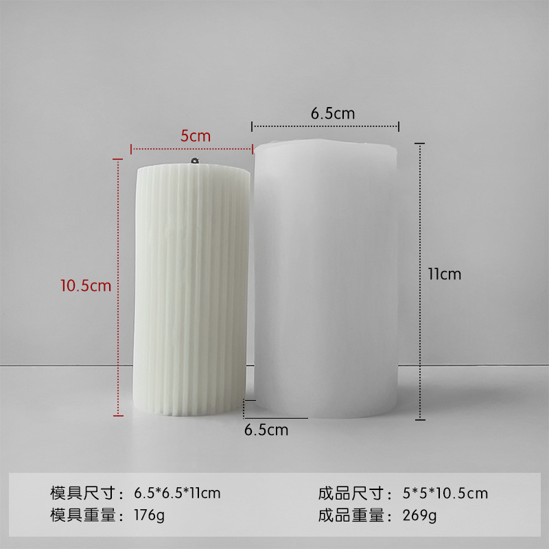 Jiahuimei rayas cilíndrico aromaterapia vela molde de silicona DIY jabón hecho a mano aromaterapia decoración molde de yeso en stock