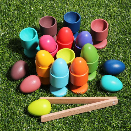 Montessori teaching aids color classification wooden egg ball cups 0-3 years old infants and young children early education educational practice grasping toys