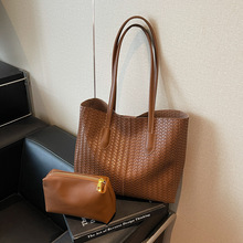 质感小众设计包包2025新款女仿编织复古时尚简约单肩托特包子母包