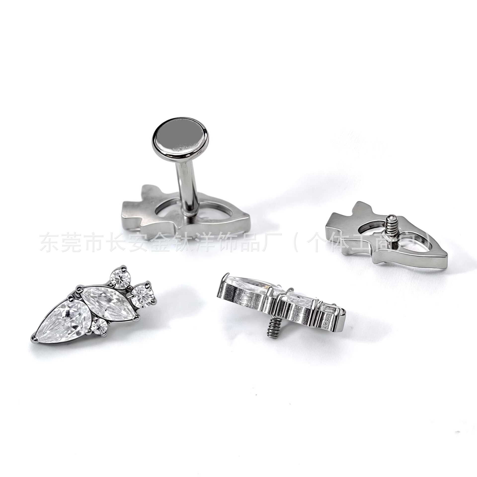 F136 Titanium Geometric Stud Earrings with 5A Zirconia - G23 Titanium Alloy Piercing Jewelry Ear Bone Studs detail image 8