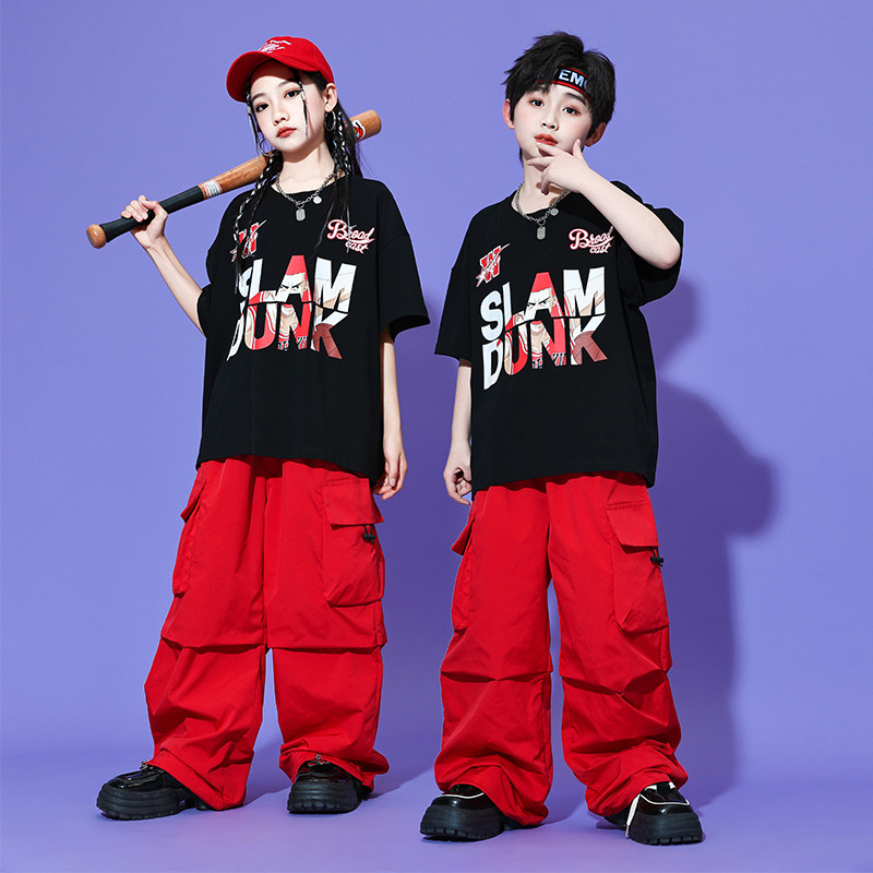 Children's Street Dance Suit Girls Jazz Dance Fashion Clothes Student Group Spring and Autumn Boys' Fashion Hip Hop Performance Clothes