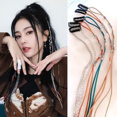 白鹿同款髮飾個性牛仔髒辮編發繩子彩色頭繩發珠鏈髮夾辣妹頭飾品