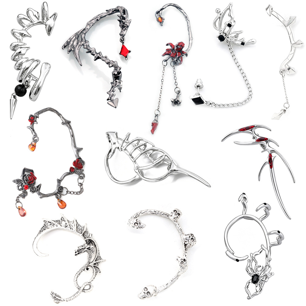 European and American fashion mechanical style no-punch ear cuffs, creative dark spider thorn dragon ear pendants, metal accessories