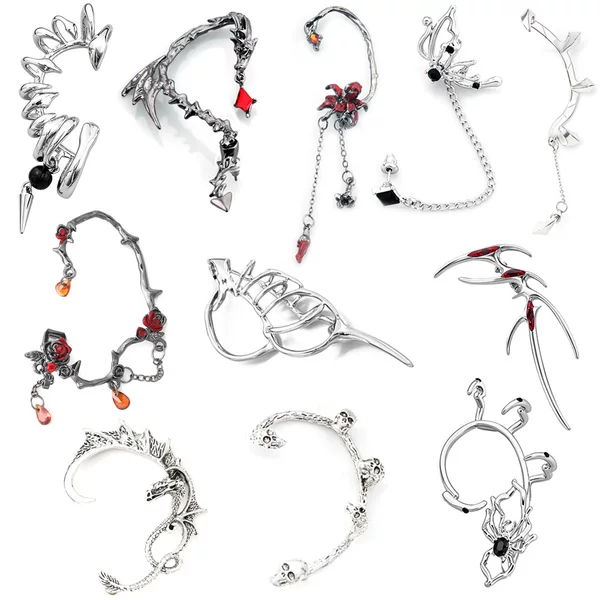 European and American fashion mechanical style no-punch ear cuffs, creative dark spider thorn dragon ear pendants, metal accessories