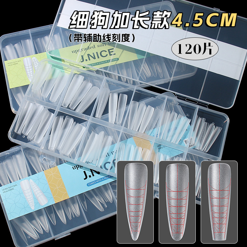 Extra-Long 4.5 Fine Dog-Shaped Auxiliary Line Scale Nail Tips, Full and Half Cover, Seamless Matte Finish, No Filing Required, Nail Extension Tips Extra-Long 4.5 Fine Dog-Shaped Auxiliary Line Scale Nail Tips, Full and Half Cover, Seamless Matte Finish, No Filing Required, Nail Extension Tips