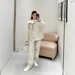 25早春新款简约舒适定织订染梭织提花休闲长裤不对版免费送