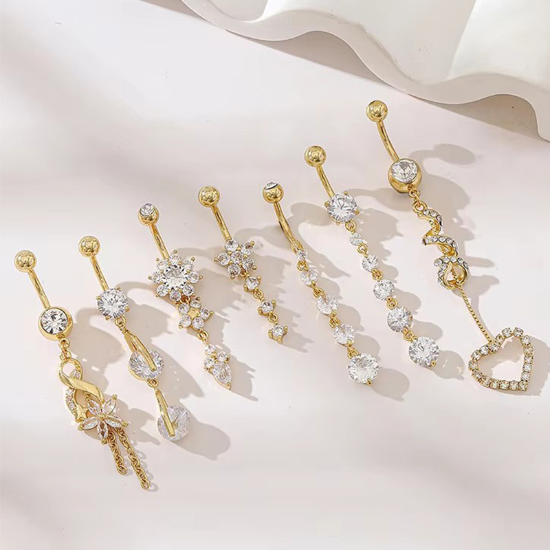 クロスボーダーファッション蝶へそネイル卸売ヨーロッパとアメリカの新しいクリエイティブマイクロ象嵌ジルコンニッチへそリングピアスジュエリー