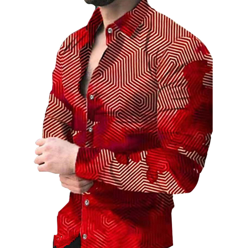 Comercio exterior transfronterizo 2023 nueva primavera y otoño camisa de manga larga para hombres moda 3D impresa camisa casual ventas directas de fábrica