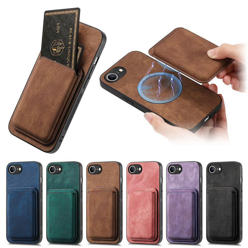Suitable for Apple 16E Mobile Phone Case Leather Iphone16Promax Magnetic Card Holder 17Pro Niche High-End Sense
