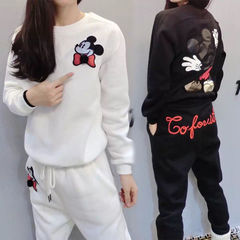 Casual sportswear suit for women in autumn and winter Korean style new sweatshirt student wear large size slim long sleeves and trousers two-piece set