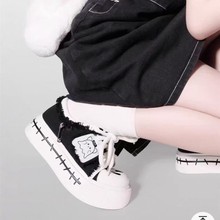 鬼怪旗帜甜酷学院风洛丽塔女鞋原创宅系亚文化百搭少女厚底帆布鞋