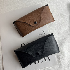 黑色棕色pvc眼鏡包 大框眼鏡太陽鏡近視鏡簡約眼鏡袋 按扣墨鏡盒