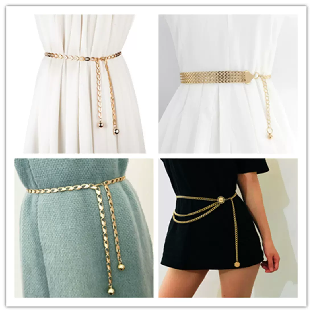 欧美跨境饰品潮酷新款金属链条腰链女朋克复古腰带装饰身体链批发