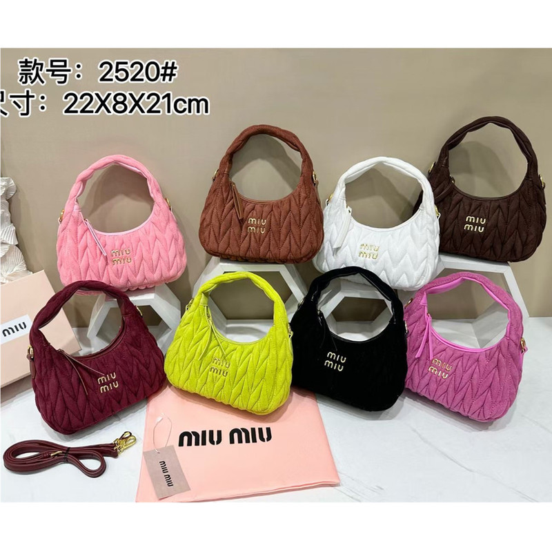 Miu 2025 New Suede Hobo Underarm Bag with a High-End Feel, Single Shoulder Crossbody Dumpling Bag, Crescent-Shaped Women's Bag Miu 2025 New Suede Hobo Underarm Bag with a High-End Feel, Single Shoulder Crossbody Dumpling Bag, Crescent-Shaped Women's Bag