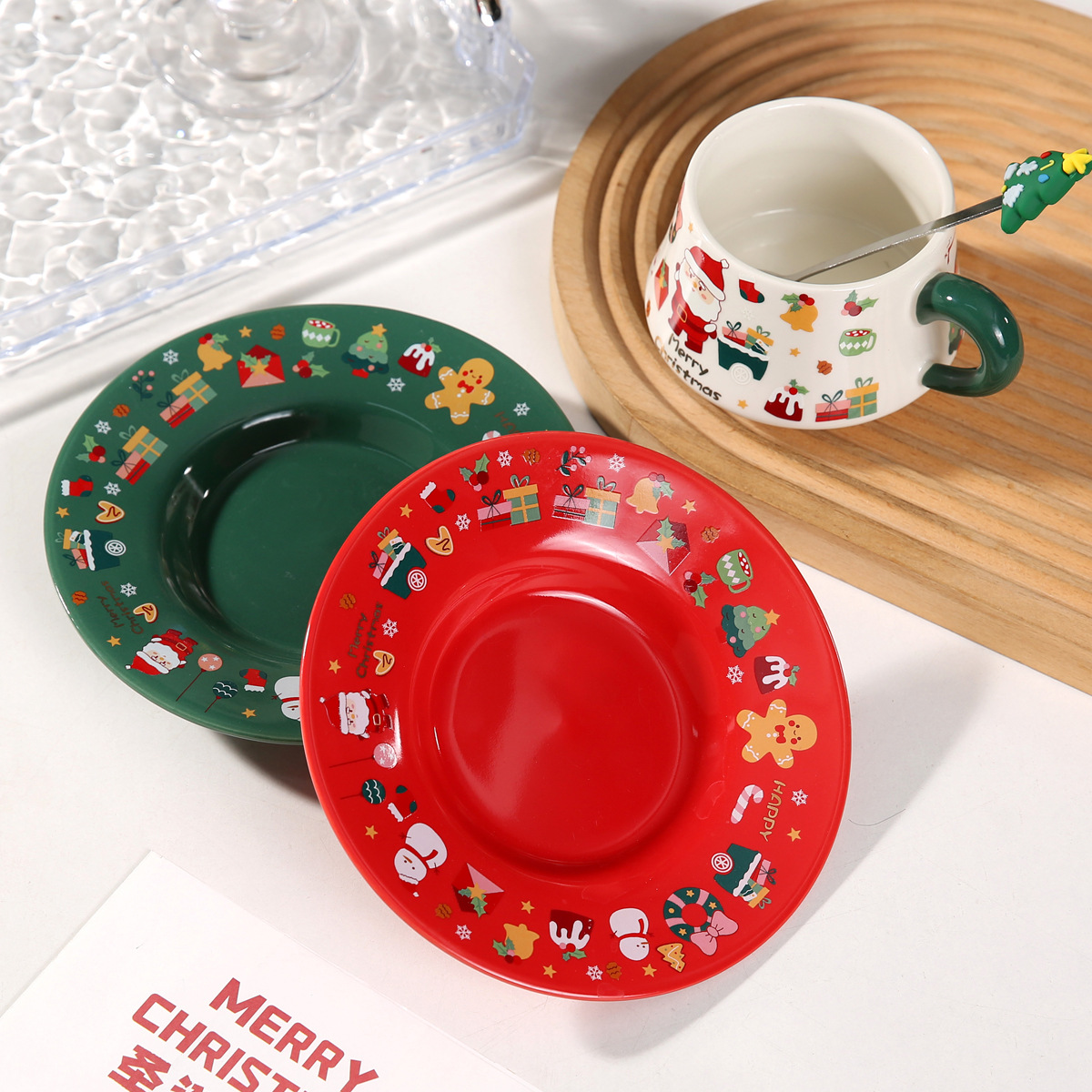 Tazas de Navidad, platos de cerámica, tazas de café, platos de decoración navideña, regalos de Navidad personalizados, logotipo internacional