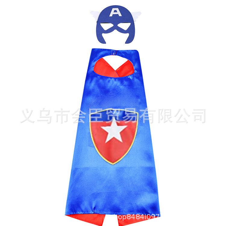 En stock al por mayor de Halloween Capitán América traje Spiderman Iron Man Hulk superhéroe capa niños