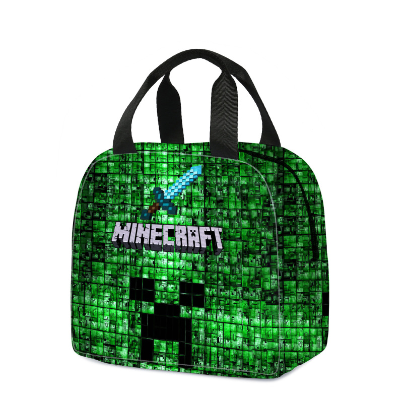 Minecraft ランチバッグ漫画アニメーション小中学生食事バッグ子供用アイスバッグ屋外食事バッグポータブルランチボックスバッグ|undefined