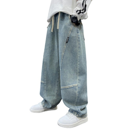 Boy's Spring and Autumn Loose Fit 2025 Middle and Large Children's Casual Korean Style Straight Leg Pants Stylish Children's Pants