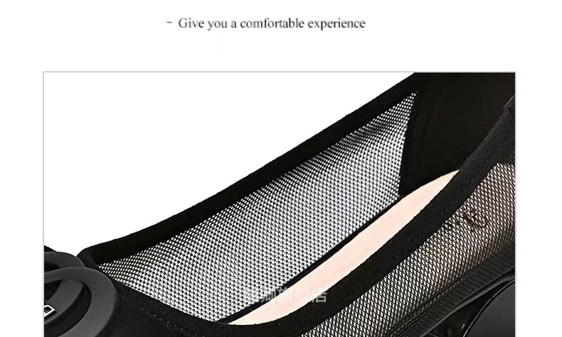Giày sandal nữ mũi nhọn gót thấp 5 cm, da lưới thoáng khí, bít mũi hở gót — Chiều cao gót 5 cm chi tiết 15