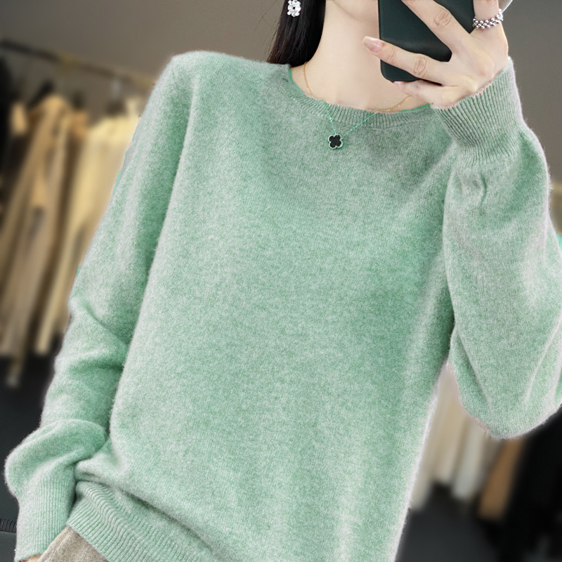 Cross-Border 2025 Autumn and Winter New Round-Neck Sweater for Women, Long-Sleeved Base Shirt, Plus-Size Inner Layer, Andy Velvet Knitwear Top