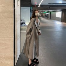 美拉德双面绒中长款毛呢外套女小个子名媛韩系秋冬呢子大衣ins潮