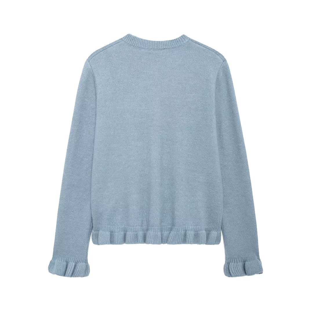 Women's clothing 2024 autumn and winter new fashionable round neck layered decorative knitted jacket_voghion.com