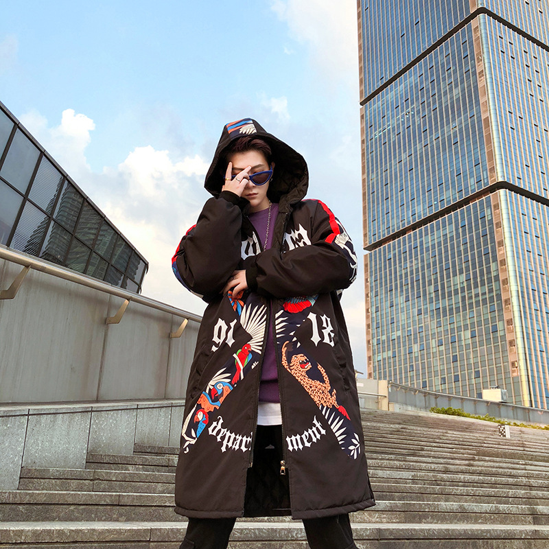Graffiti Print Hooded Cotton Jacket Image 5