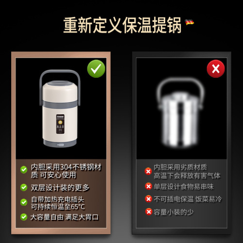 Multi-layer insulated lunch box office worker double-layer portable lunch box lunch bucket 304 stainless steel sealed meal lunch box