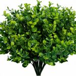 仿真尤加利人造植物金钱草花束塑料草盆栽花园婚庆插花带霜绿植