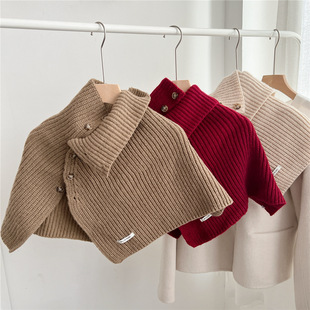 Solid color fashion outer split shawl fake turtleneck women's autumn and winter knitted scarf warm pullover scarf collar