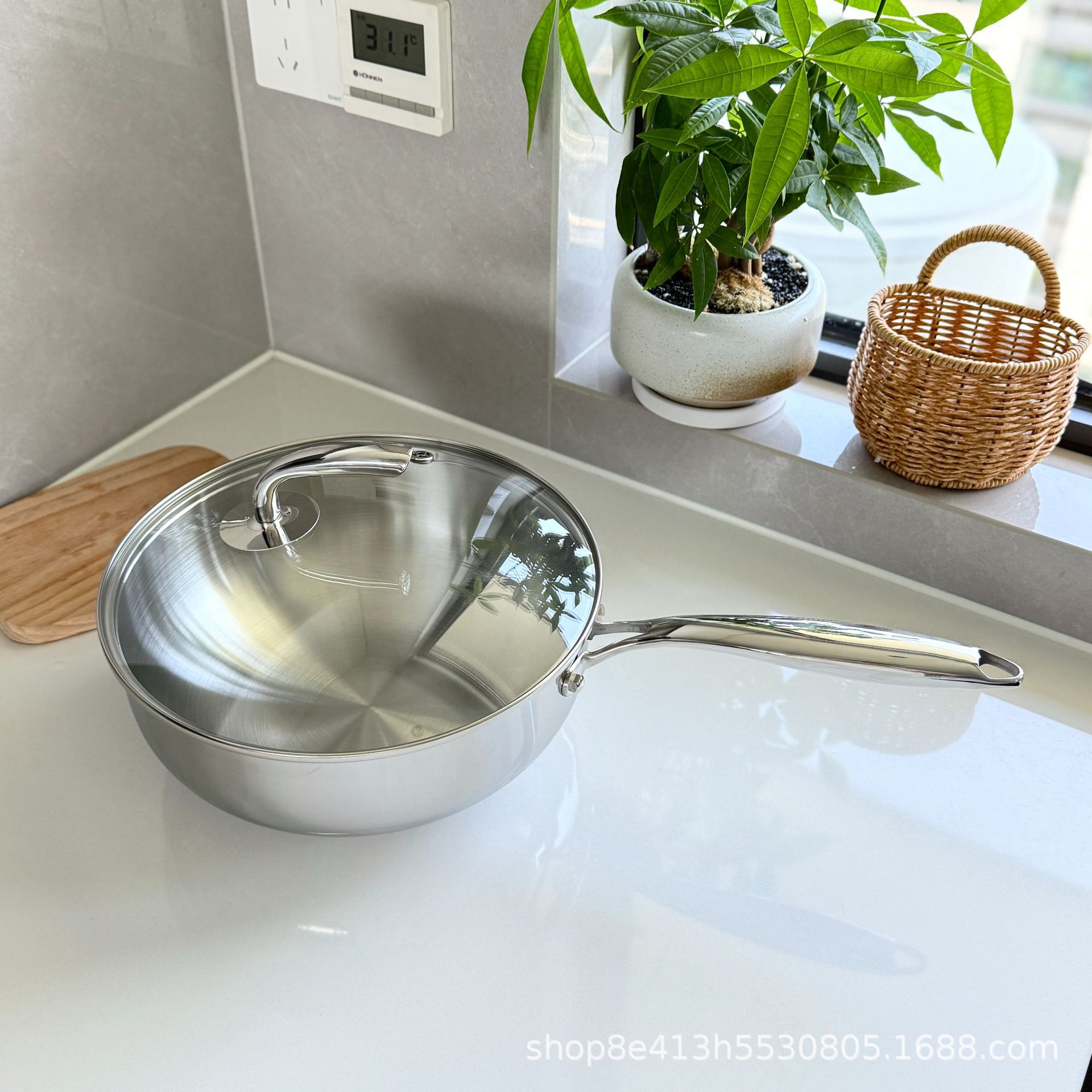 [Diseño profundo] 26cm olla 18 / 10 cinco capas de acero integral formado horno electromagnético doméstico para hornos de verduras