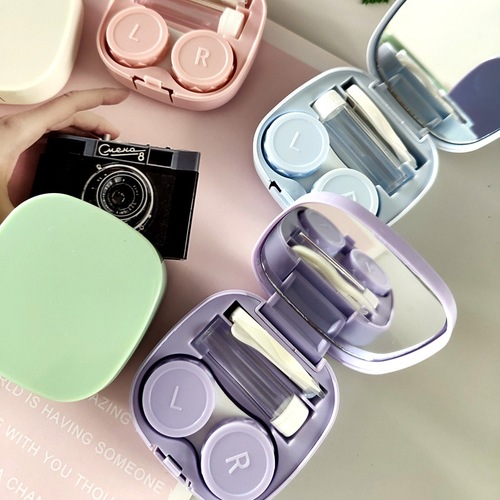 Contact lens box simple DIY square box portable contact lens box companion double box glossy storage box wholesale