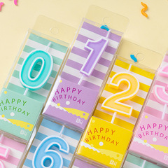 Macaron Candy Color Scheme Instagram Style Digital Candle Children's Birthday Cake Decoration Insert Eco-Friendly Smoke-Free Wax