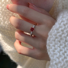 赤いバラの花の指輪の誕生日は彼女にプレゼントします。