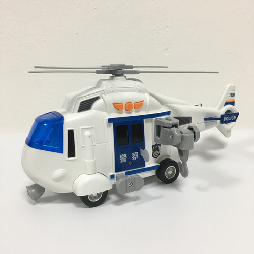 Large Police Rescue Helicopter Model Toy Car with Lights and Music and Inertia Transport Helicopter