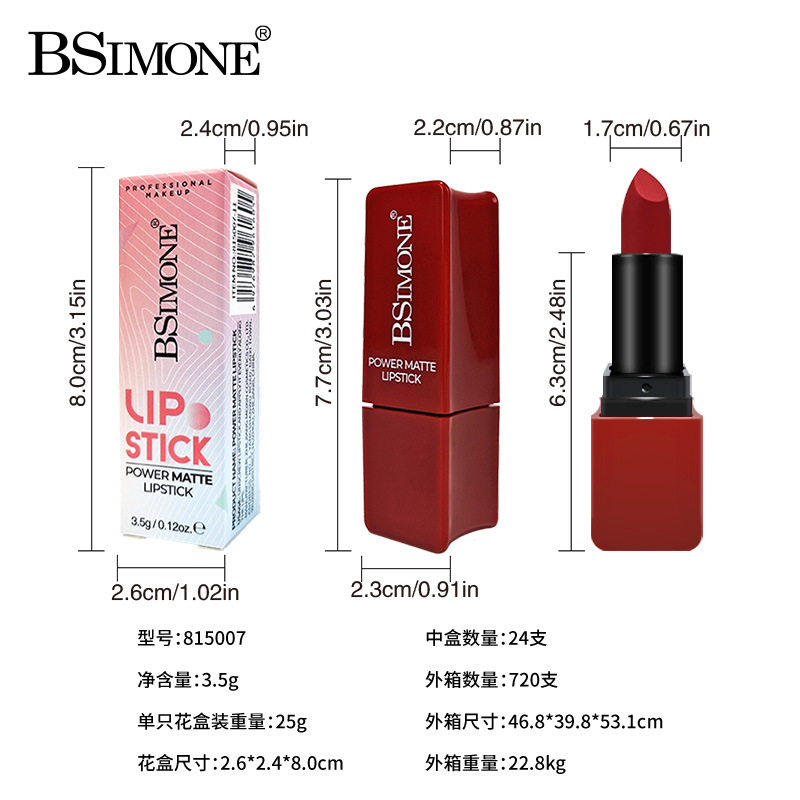 Lápiz labial mate transfronterizo, textura sedosa y difuminada, lápiz labial de larga duración a prueba de besos, productos de belleza populares, venta al por mayor multicolor. image 6