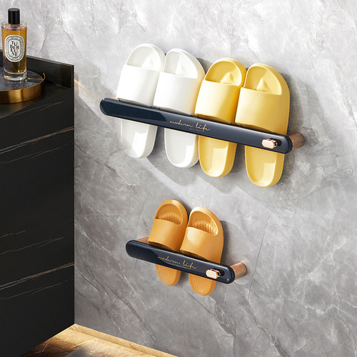 Self-designed light luxury slipper storage rack towel rack bathroom wall-mounted punch-free shoe storage rack
