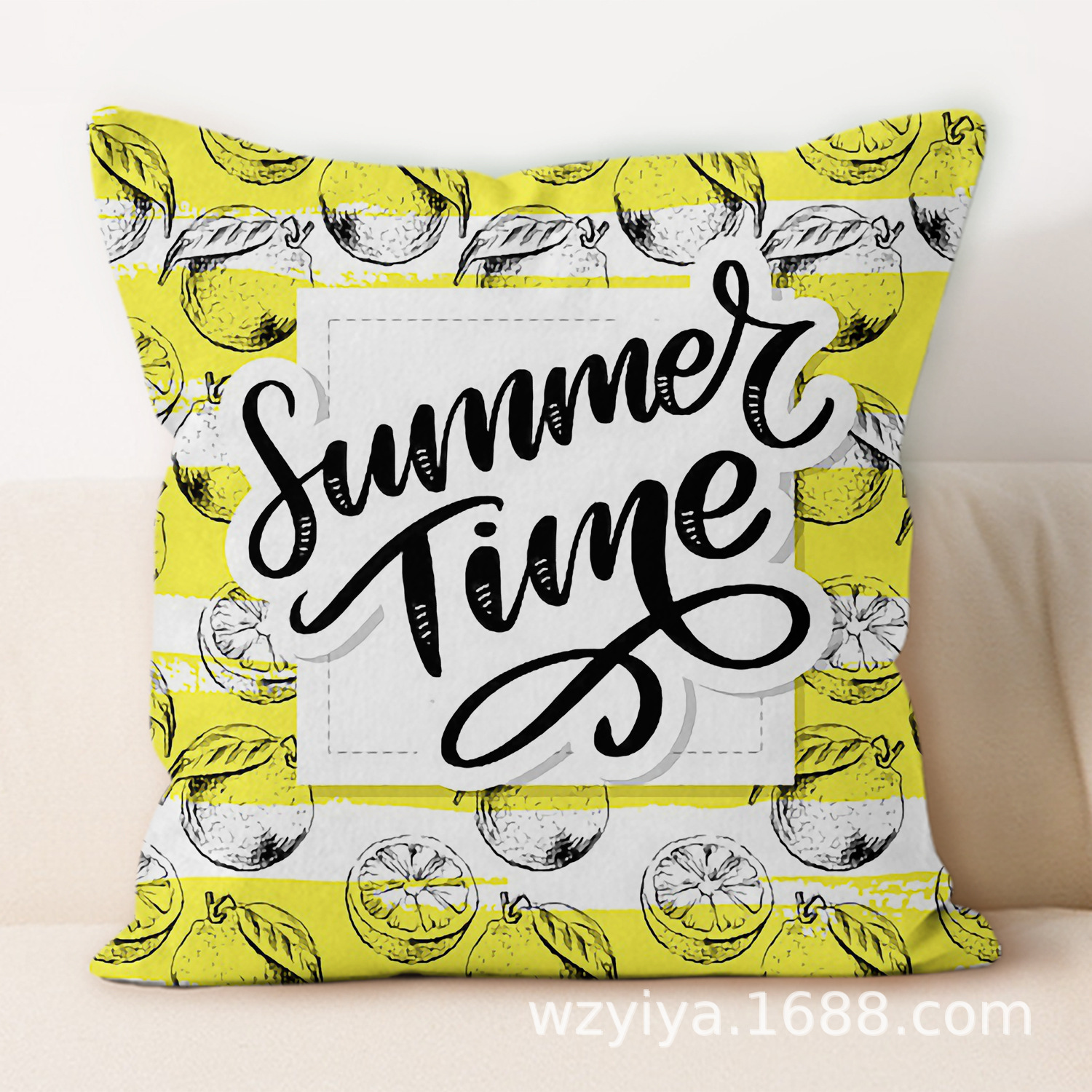 almohada de impresión de limón simple sofá en el hogar moderno almohada de respaldo decoración desmontable almohada de cabecera cuadrada