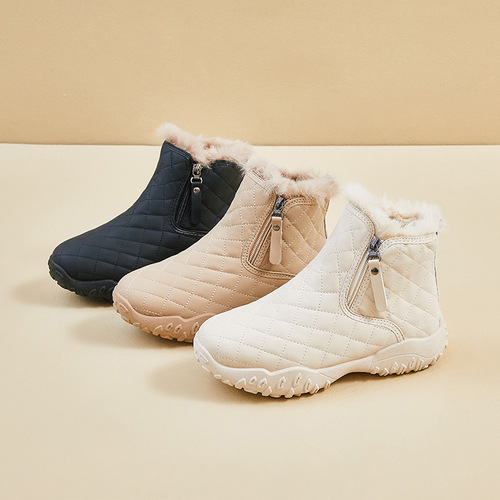 Fleece-lined high-top snow boots for women, winter new style, student Instagram-inspired Korean-style warm casual shoes, cotton shoes XQ-K16