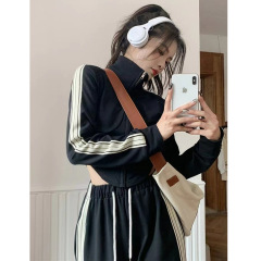 高级感时尚套装女春秋季2025年新款休闲运动服阔腿高腰裤两件套潮