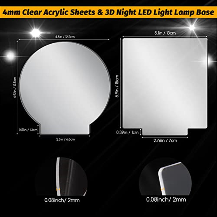 跨境热卖亚克力透明灯板diy展示项目LED台灯底座2mm空白板3灯箱