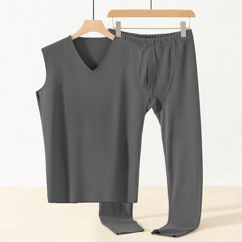 German velvet thermal underwear men's suit double-sided velvet sleeveless vest autumn and winter fever seamless bottoming autumn clothing pants