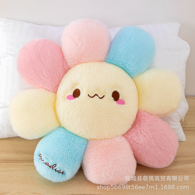 Suministro directo de fábrica transfronteriza nuevo cojín de flores de peluche de juguete de felpa corta de girasol Butt cojín de cadera almohada