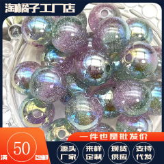 16mm梦幻光学镀电镀彩色树脂珠子直孔散珠手机链项链吊坠珠子批发